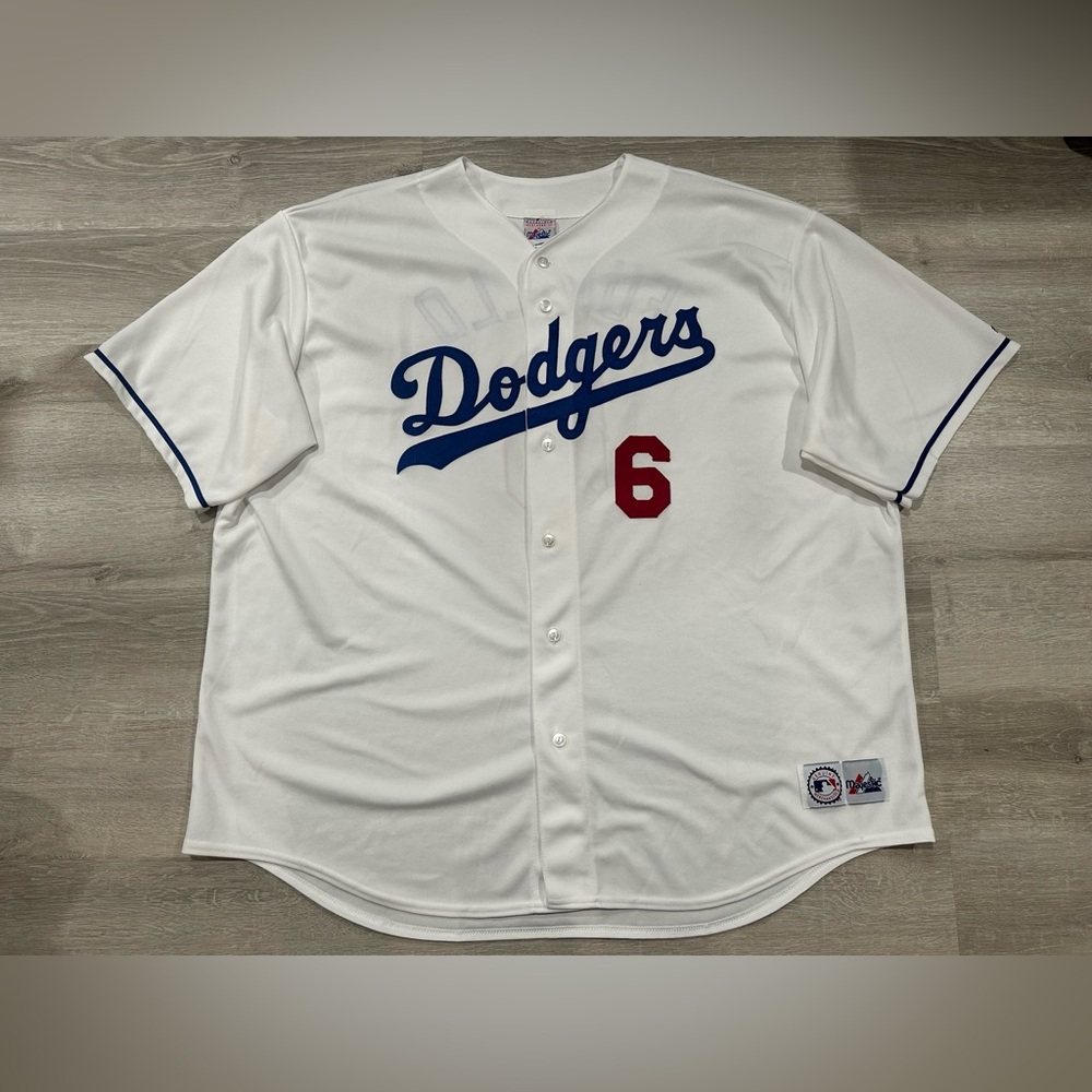 Q104 Vintage Majestic Authentic Dodgers Jersey Carl Furillo #6 Size 2XL White
